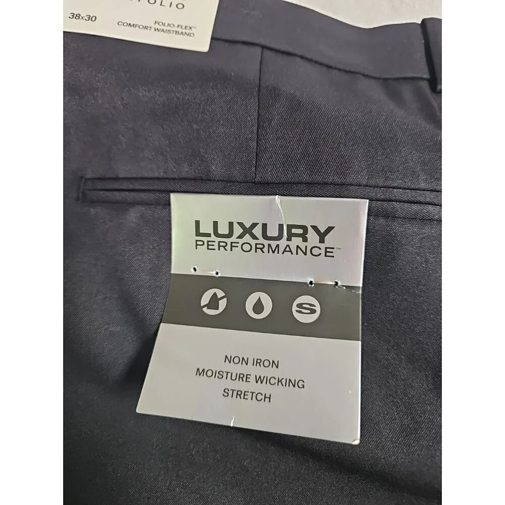 Perry Ellis‎ Portfolio Pants Mens 38x30  Black Modern Fit Luxury Performance New
